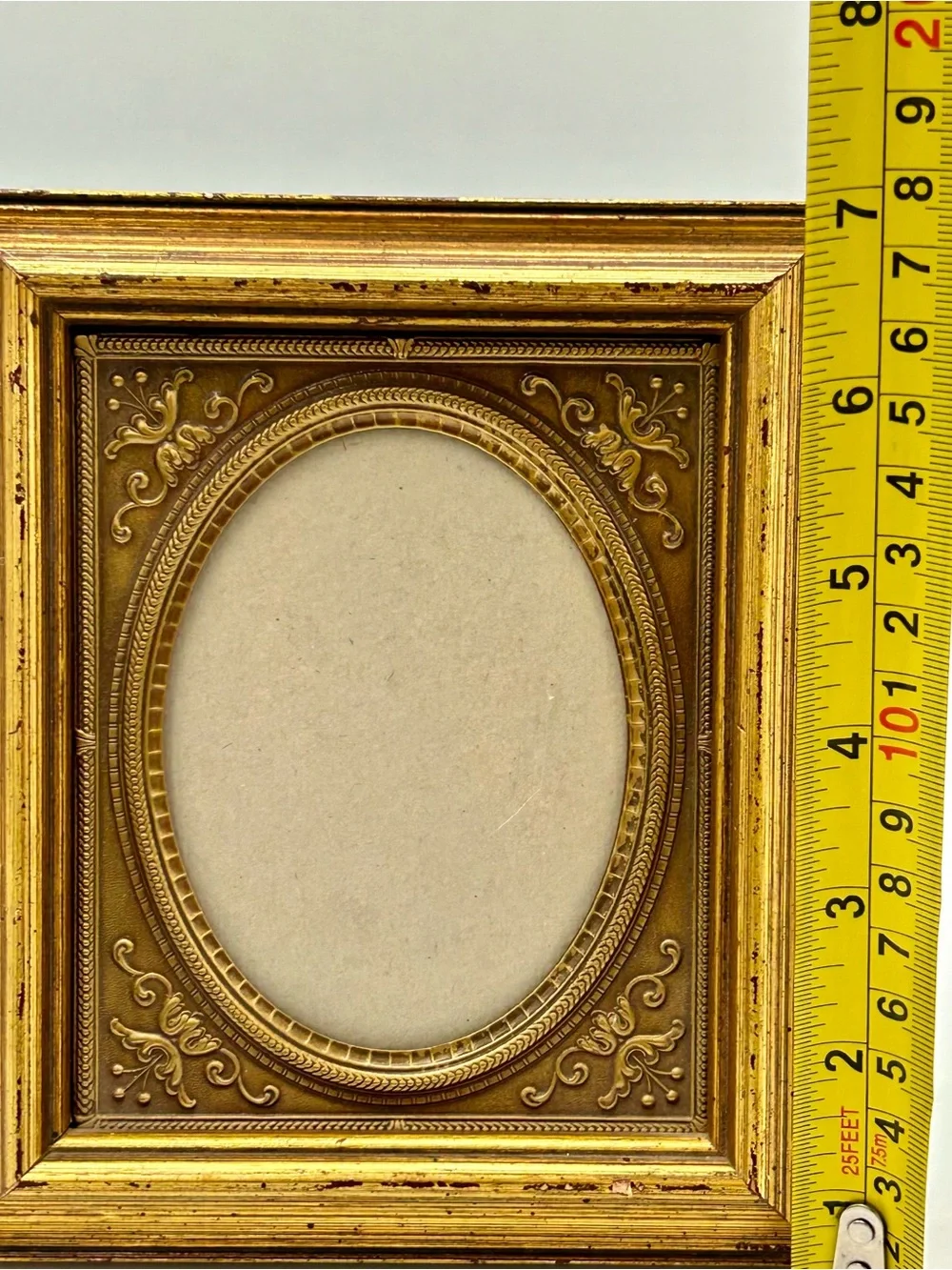 Vintage Ornate Gold Oval Photo Frame Metal And Wood